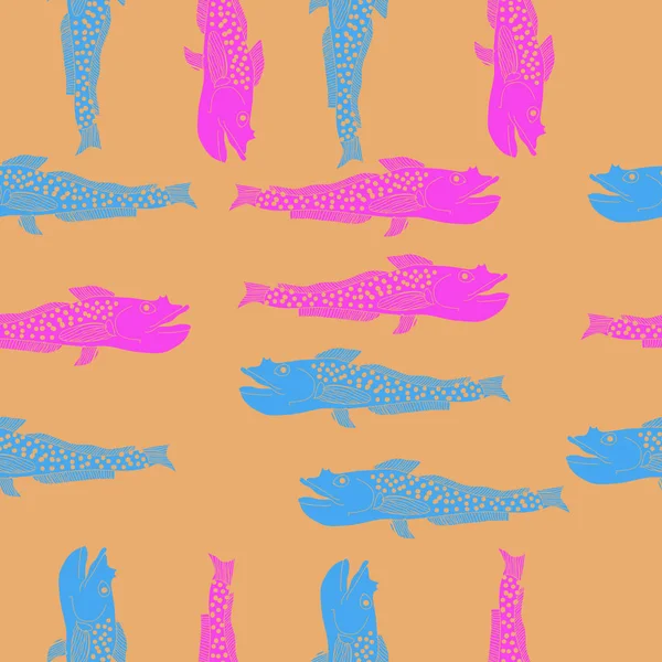 Modèle Abstrait Sans Couture Avec Des Poissons Colorés — Image vectorielle