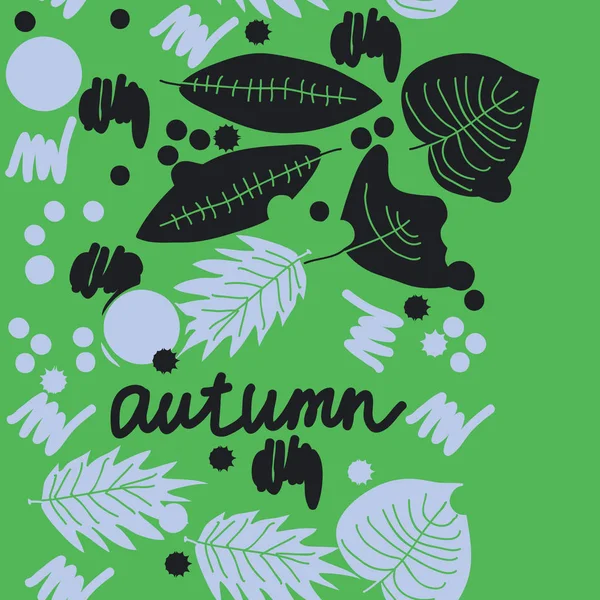 Feuilles Automnales Colorées Avec Mot Automne Sur Fond — Image vectorielle