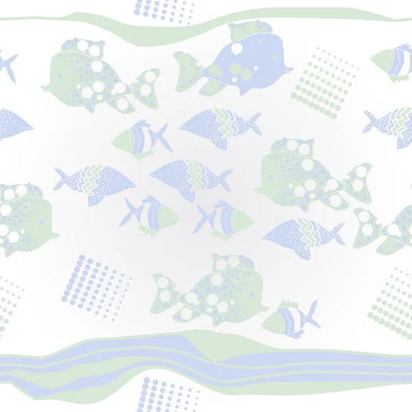 Poissons Abstraits Motif Sans Couture Illustration Vectorielle Simple — Image vectorielle