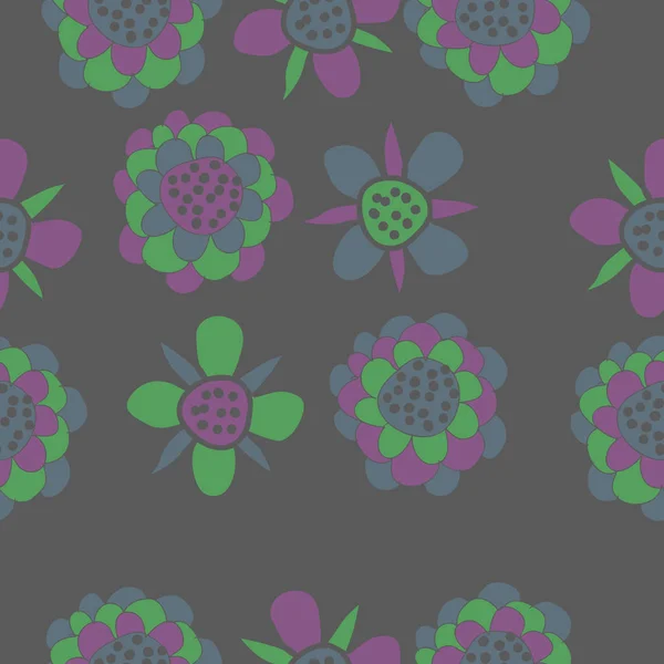 Nahtloses Muster Mit Abstrakten Einfachen Blumen — Stockvektor