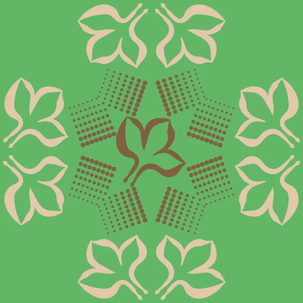 Fondo Abstracto Verde Con Flores Puntos Florales Ilustración Vectorial — Archivo Imágenes Vectoriales