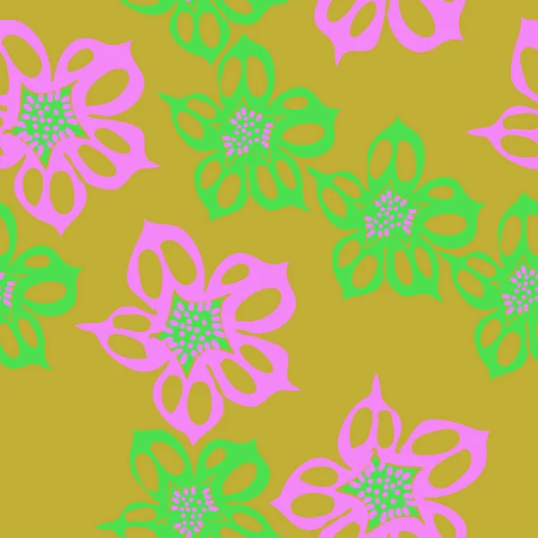 Naadloos Abstract Patroon Met Kleurrijke Bloemen — Stockvector