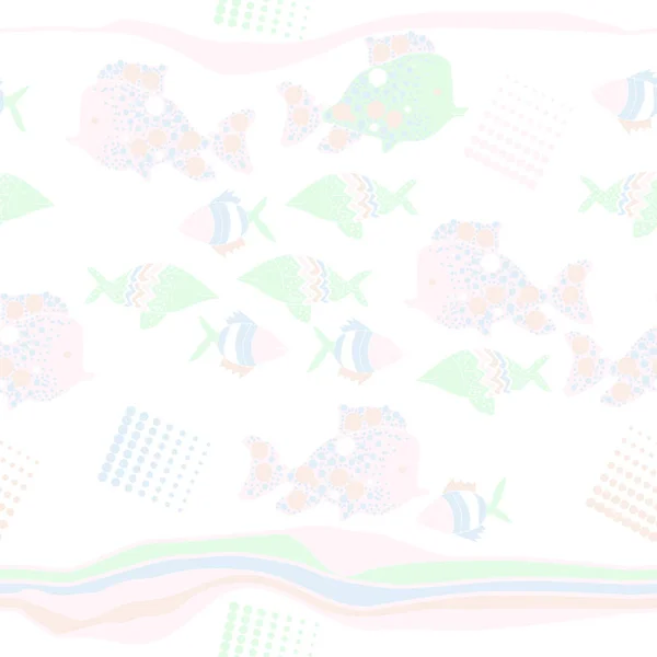 Poissons Abstraits Motif Sans Couture Illustration Vectorielle Simple — Image vectorielle