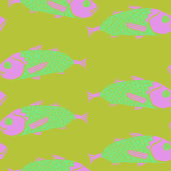 Płynny Abstrakcyjny Wzór Kolorowymi Rybami — Wektor stockowy