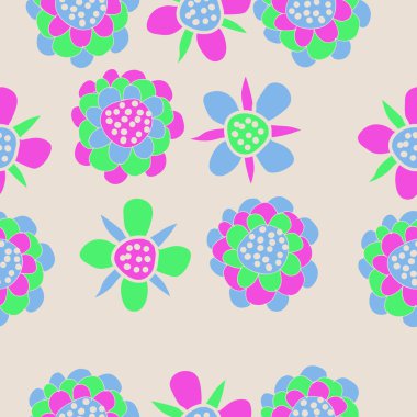 Soyut basit çiçeklerle kusursuz desen