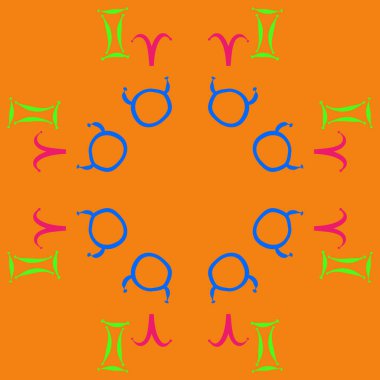 Zodiac Signs ile Dikişsiz soyut desen, vektör illüstrasyon