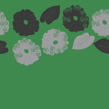 Soyut basit çiçekler ve yaprakları Dikişsiz desen