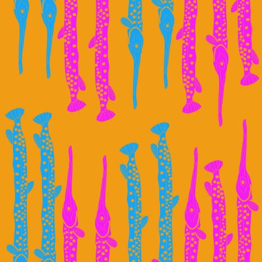 Soyut basit balık ile dikişsiz desen 