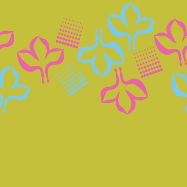 Renkli yapraklar ve noktalarla dikişsiz desen