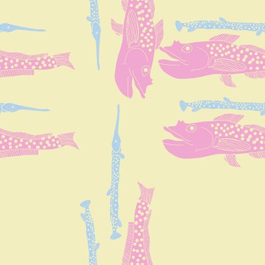 Soyut basit balıklar ile dikişsiz desen