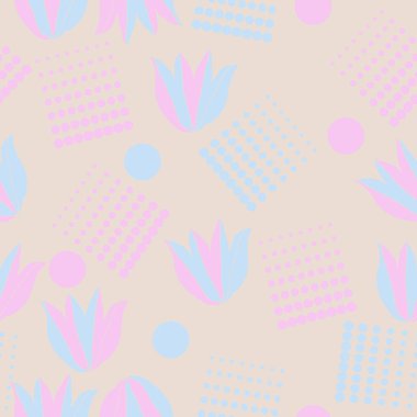 Noktalı soyut çiçekler, modern çiçek arka plan tasarımı 