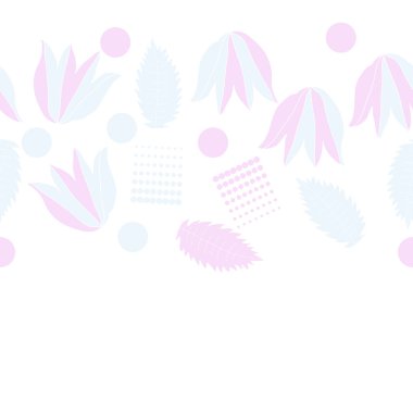 Yaprakları, lale çiçekler ve noktalar ile Dikişsiz soyut vektör arka plan 