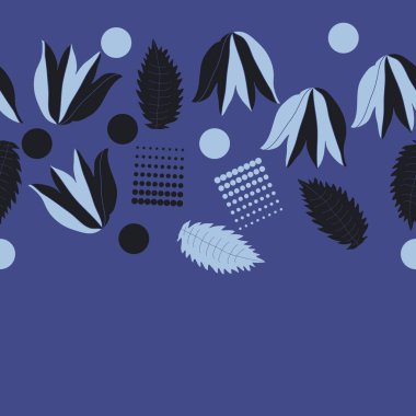 Yaprakları, lale çiçekler ve noktalar ile Dikişsiz soyut vektör arka plan 