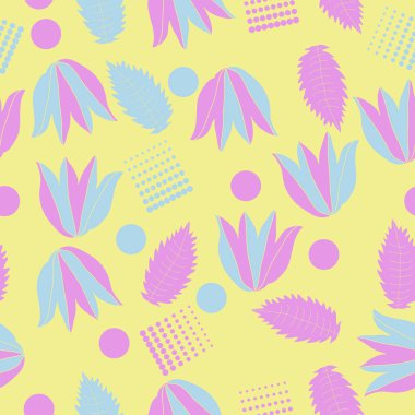 Çiçek motif, yaprakları ve lale Dikişsiz deseni.