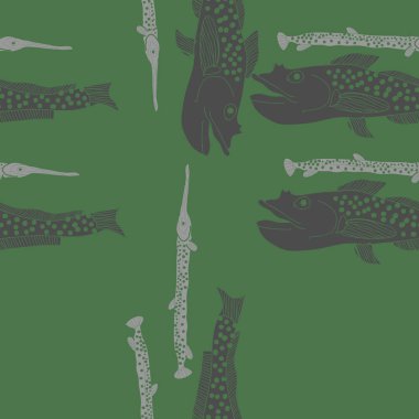 Soyut basit balıklar ile dikişsiz desen