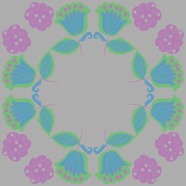 Soyut çiçekler daire çerçevesinin dikişsiz deseni