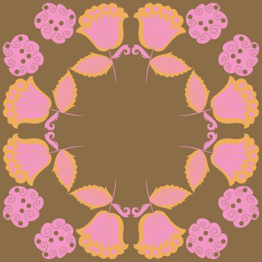 Soyut çiçekler daire çerçevesinin dikişsiz deseni