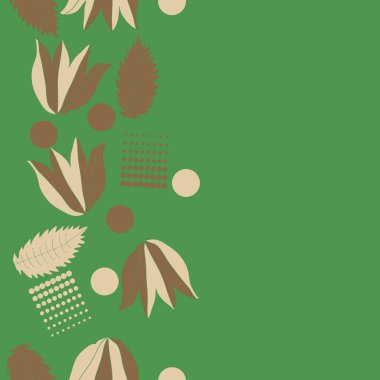 lale çiçekler ve noktalar ile yeşil dikişsiz soyut vektör arka plan, kopya alanı