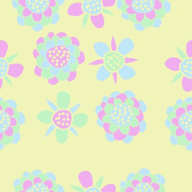 Soyut basit çiçeklerle kusursuz desen