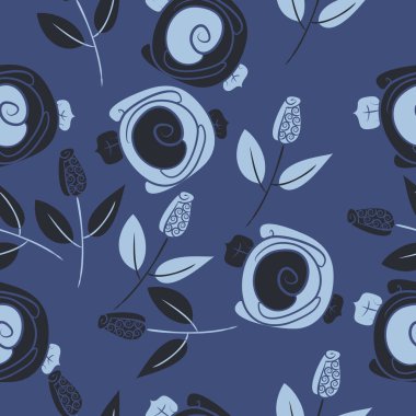 çiçekler, vektör çizim ile sanatsal seamless modeli