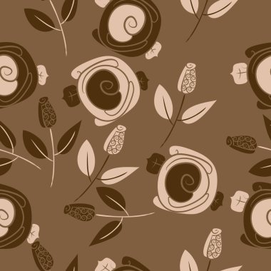 çiçekler, vektör çizim ile sanatsal seamless modeli