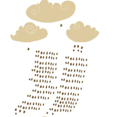 bulutlar ve yağmur damlaları vektör illüstrasyon ile soyut desen 