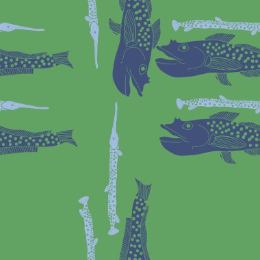 Soyut basit balıklar ile dikişsiz desen