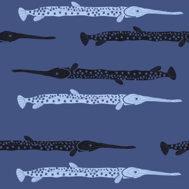 Soyut basit balık ile dikişsiz desen
