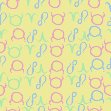 Zodiac Signs ile Dikişsiz soyut desen, vektör illüstrasyon