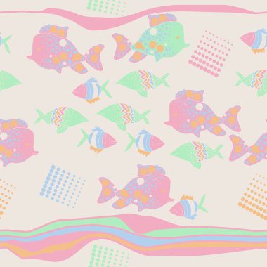 soyut balıklar dikişsiz desen, sadece vektör illüstrasyon