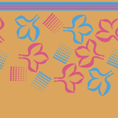 Renkli yapraklar ve noktalarla dikişsiz desen 