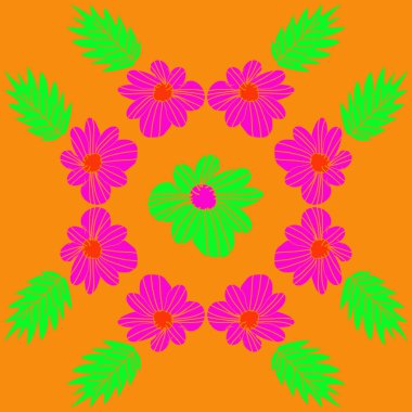 Modern çiçek çerçeve tasarım arka planda soyut çiçek elemanları