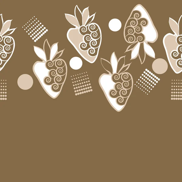 棕色抽象艺术草莓 矢量艺术插图 — 图库矢量图片