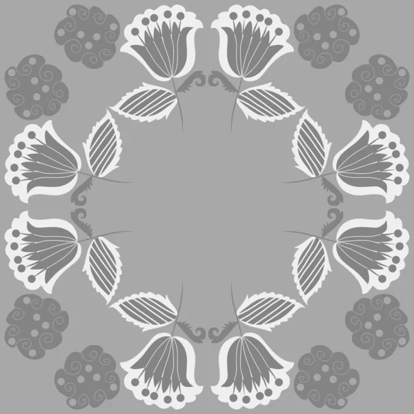 Naadloze Patroon Van Abstracte Bloemen Cirkel Frame — Stockvector