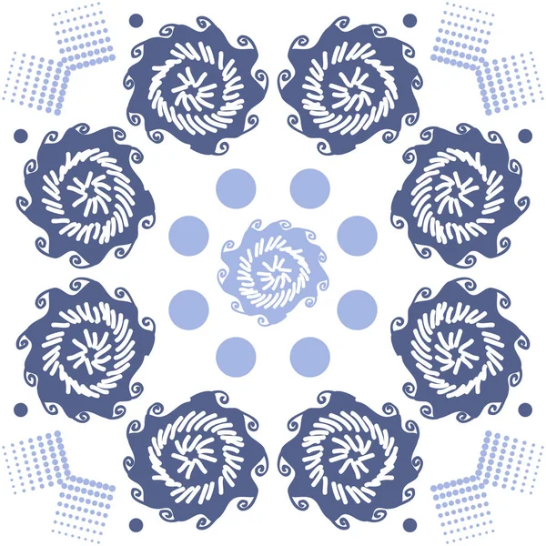 Bleu Modèle Abstrait Sans Couture Fond Vectoriel Avec Des Fleurs — Image vectorielle