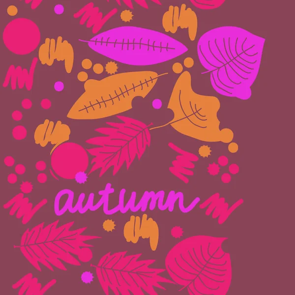 Colored Autumnal Leaves Word Autumn Background — Stock Vector