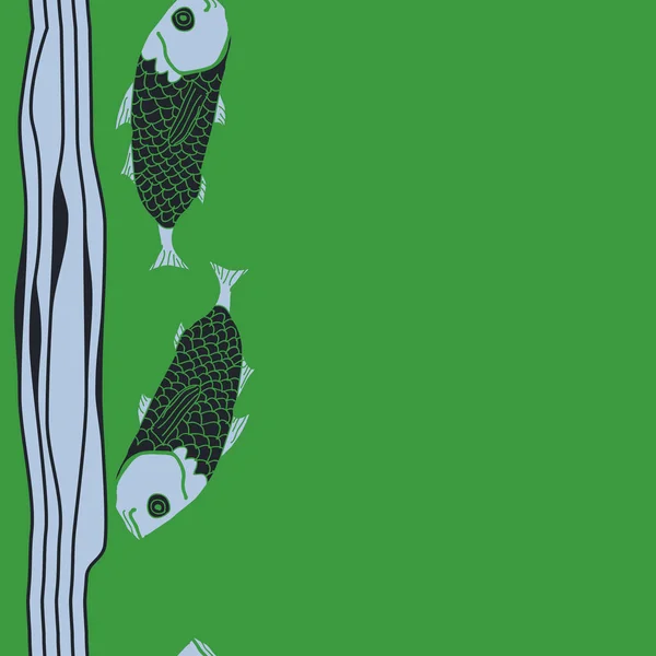 Naadloos Abstract Patroon Met Kleurrijke Vissen — Stockvector