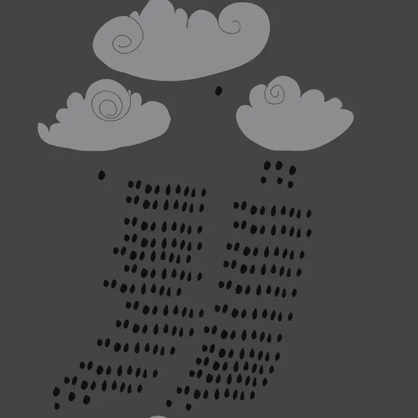 Patrón Abstracto Con Nubes Gotas Lluvia Vector Ilustración — Vector de stock