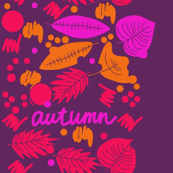 Colored Autumnal Leaves Word Autumn Background — Stock Vector