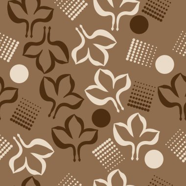 Renkli yapraklar ve noktalarla dikişsiz desen