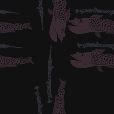 Soyut basit balıklar ile dikişsiz desen