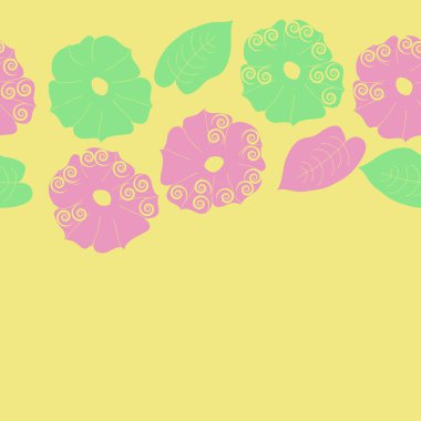 Soyut basit çiçekler ve yaprakları Dikişsiz desen