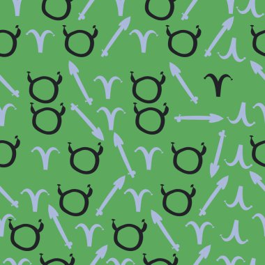 Zodiac Signs ile Dikişsiz soyut desen, vektör illüstrasyon