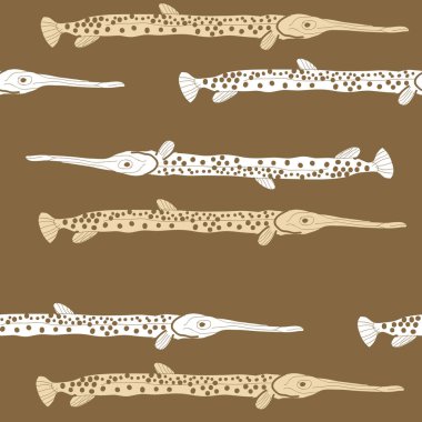 Soyut basit balık ile dikişsiz desen