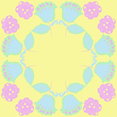 Soyut çiçekler daire çerçevesinin dikişsiz deseni