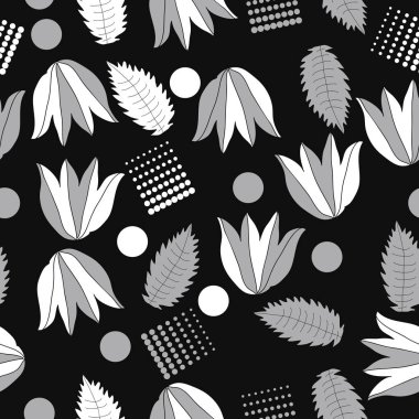 Çiçek motif, yaprakları ve lale Dikişsiz deseni.