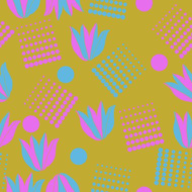 Noktalı soyut çiçekler, modern çiçek arka plan tasarımı 