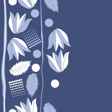 sanatsal çiçekler ve noktalar, vektör sanat illüstrasyon, boş kopya alanı ile mavi yaratıcı arka plan 