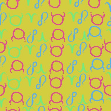 Zodiac Signs ile Dikişsiz soyut desen, vektör illüstrasyon