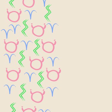 Burçların dikişsiz desen - boğa, koç, kova. Vektör çizimi